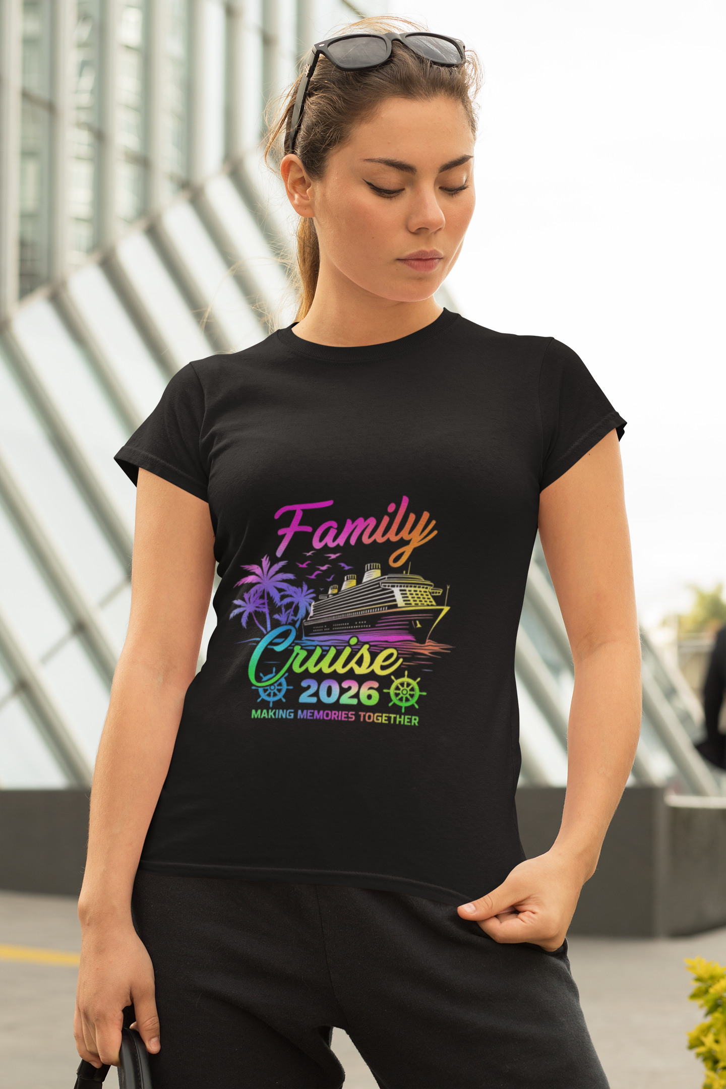 Family Cruise 2026 Matching T-Shirt – Black Heavyweight Unisex Tee | NoaiCraft