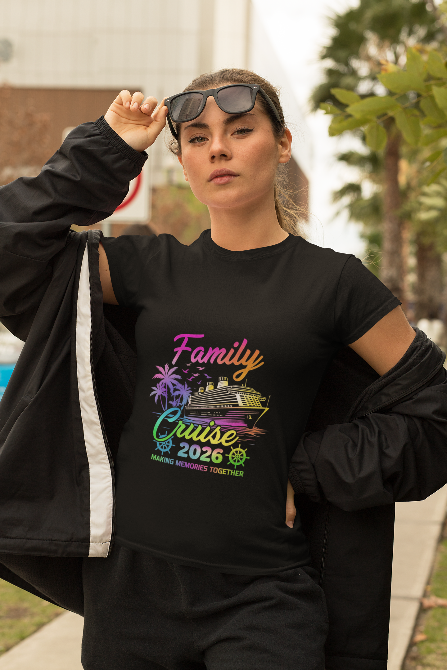 Family Cruise 2026 Matching T-Shirt – Black Heavyweight Unisex Tee | NoaiCraft